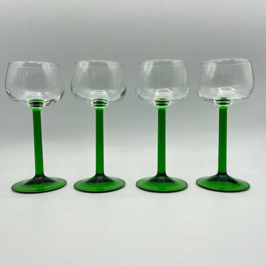 Luminarc Vin Du Rhin Wine Glass Emerald Green Stem, Clear Bowl, Set of 4