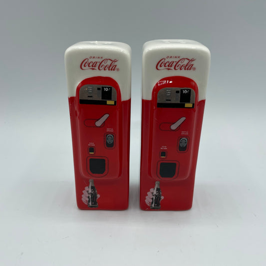 Vintage Coca Cola Vending Machine Salt & Pepper Shaker Set Ceramic