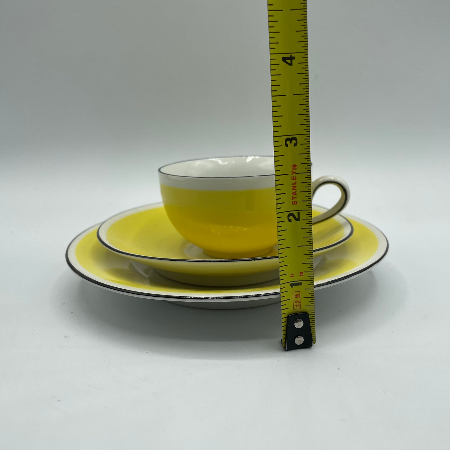 Yellow with Black Trim Demitasse Cups, Saucers,and Cake Plates Germany