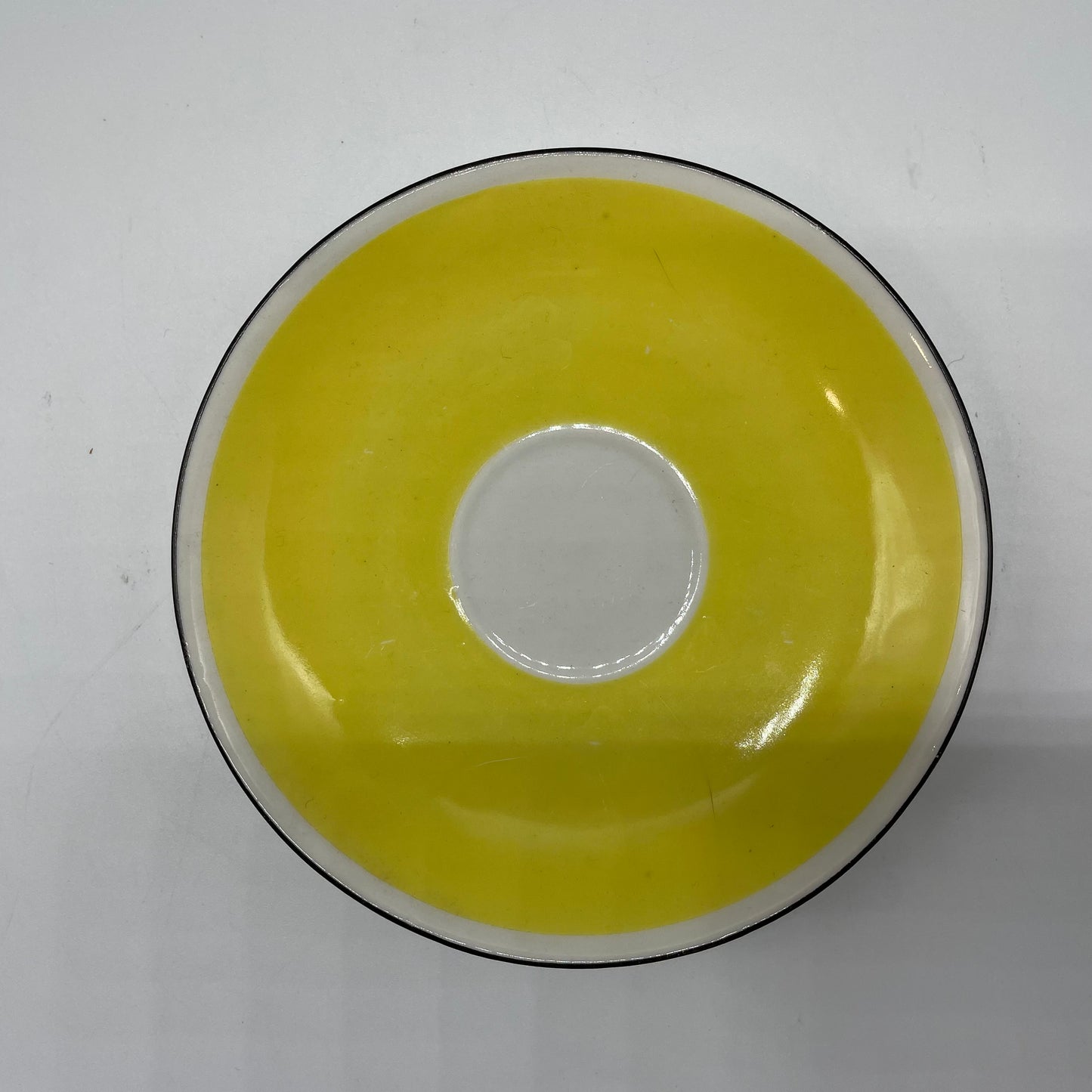 Yellow with Black Trim Demitasse Cups, Saucers,and Cake Plates Germany