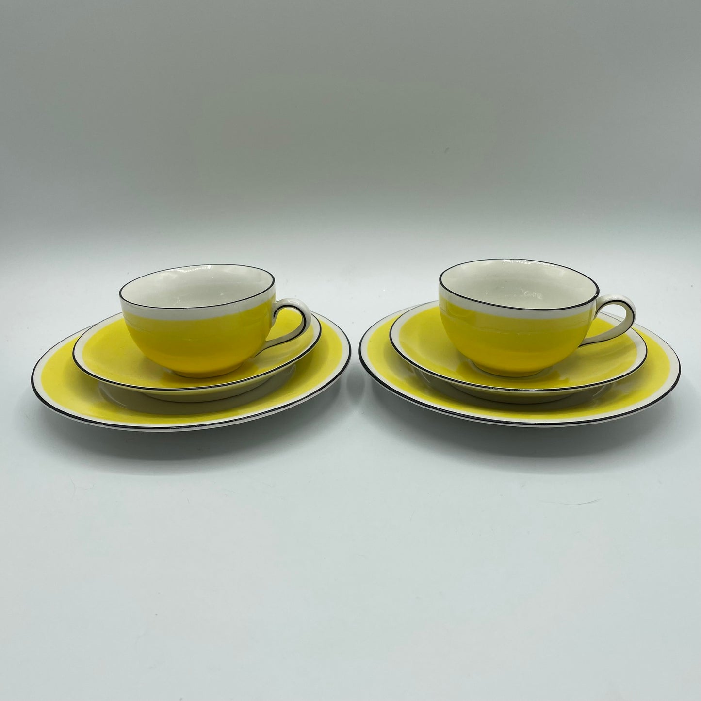 Yellow with Black Trim Demitasse Cups, Saucers,and Cake Plates Germany