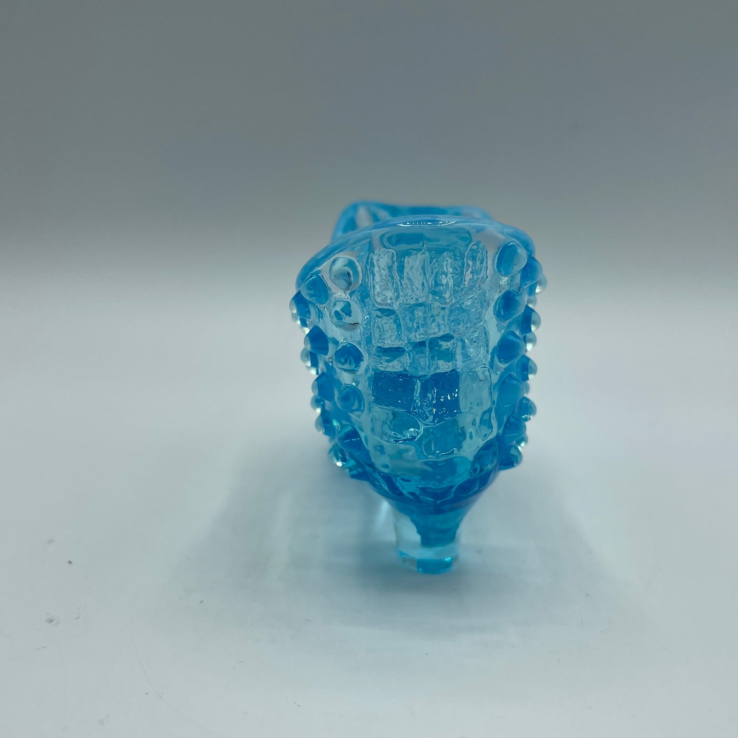 Vintage Fenton Glass Blue Hobnail Cat Head Slipper