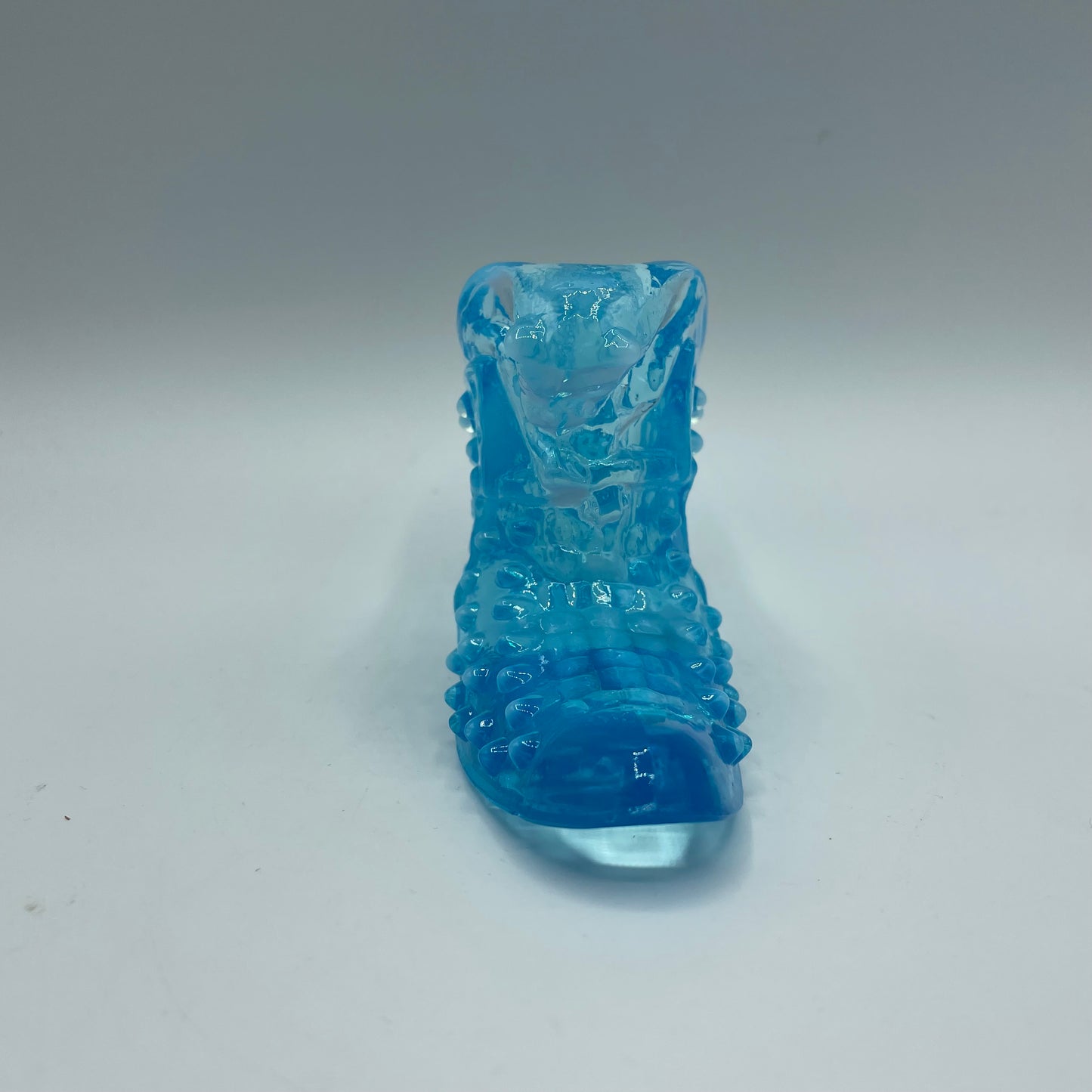 Vintage Fenton Glass Blue Hobnail Cat Head Slipper