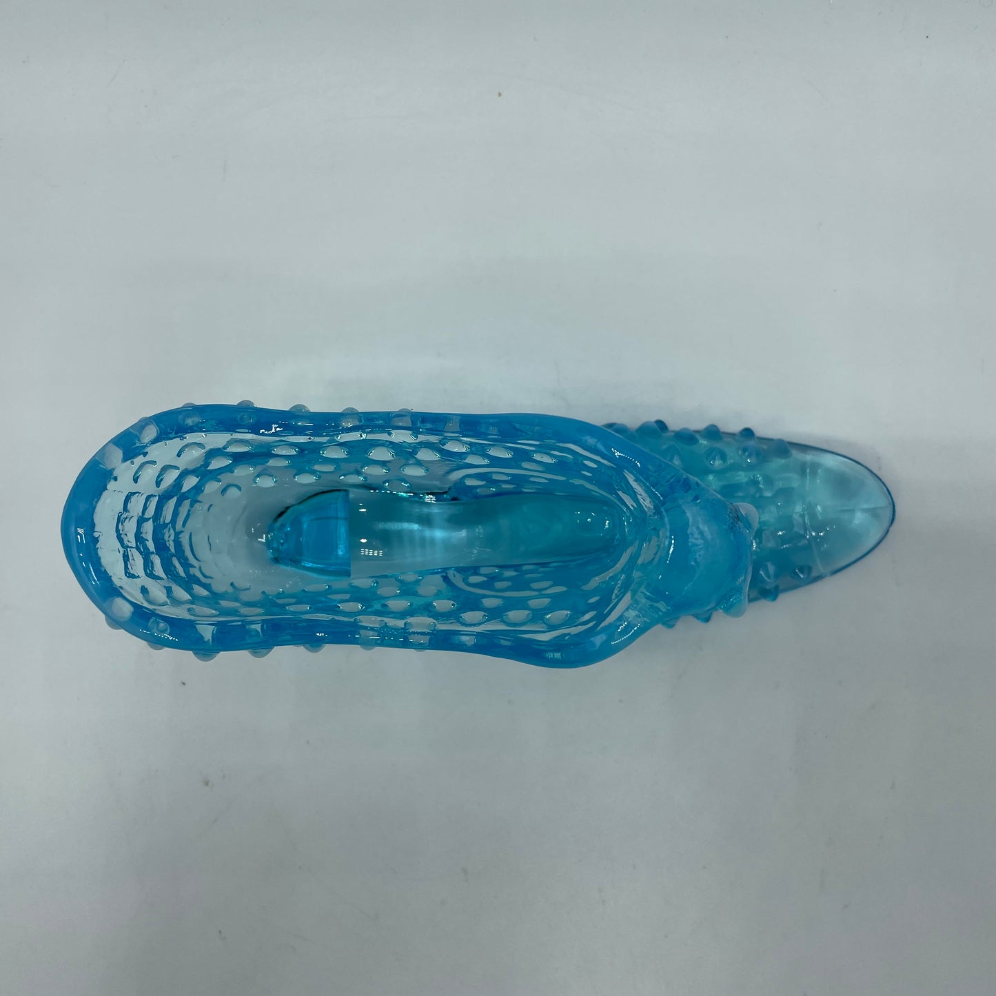 Vintage Fenton Glass Blue Hobnail Cat Head Slipper