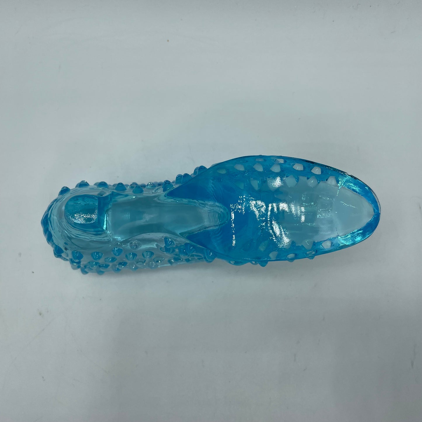Vintage Fenton Glass Blue Hobnail Cat Head Slipper