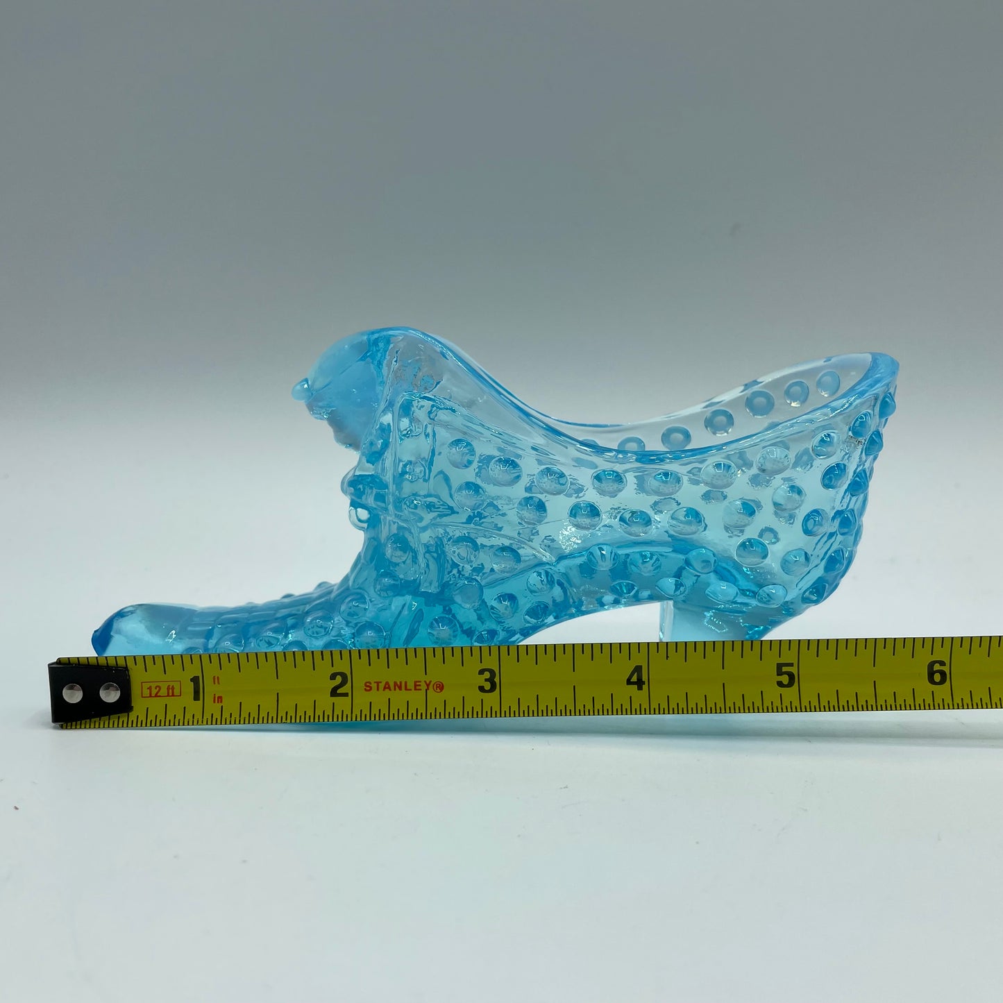 Vintage Fenton Glass Blue Hobnail Cat Head Slipper