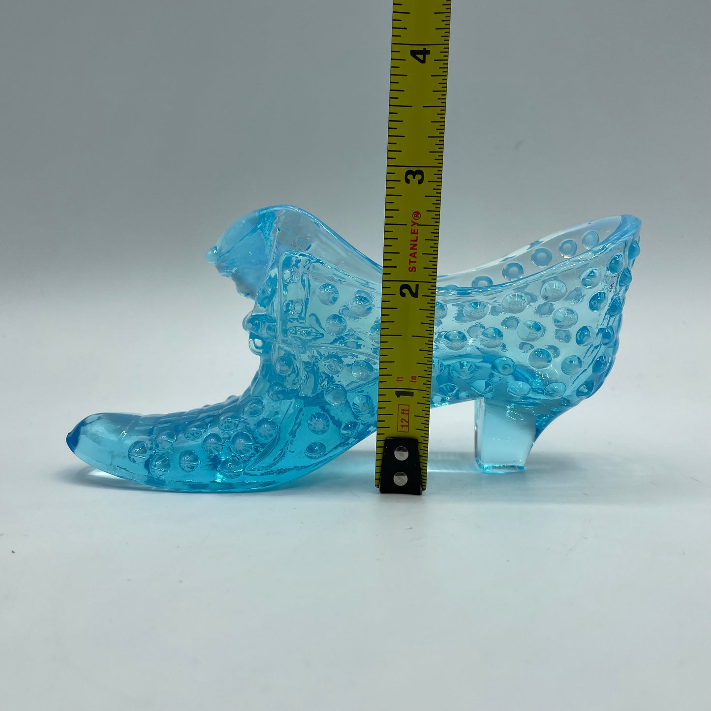 Vintage Fenton Glass Blue Hobnail Cat Head Slipper