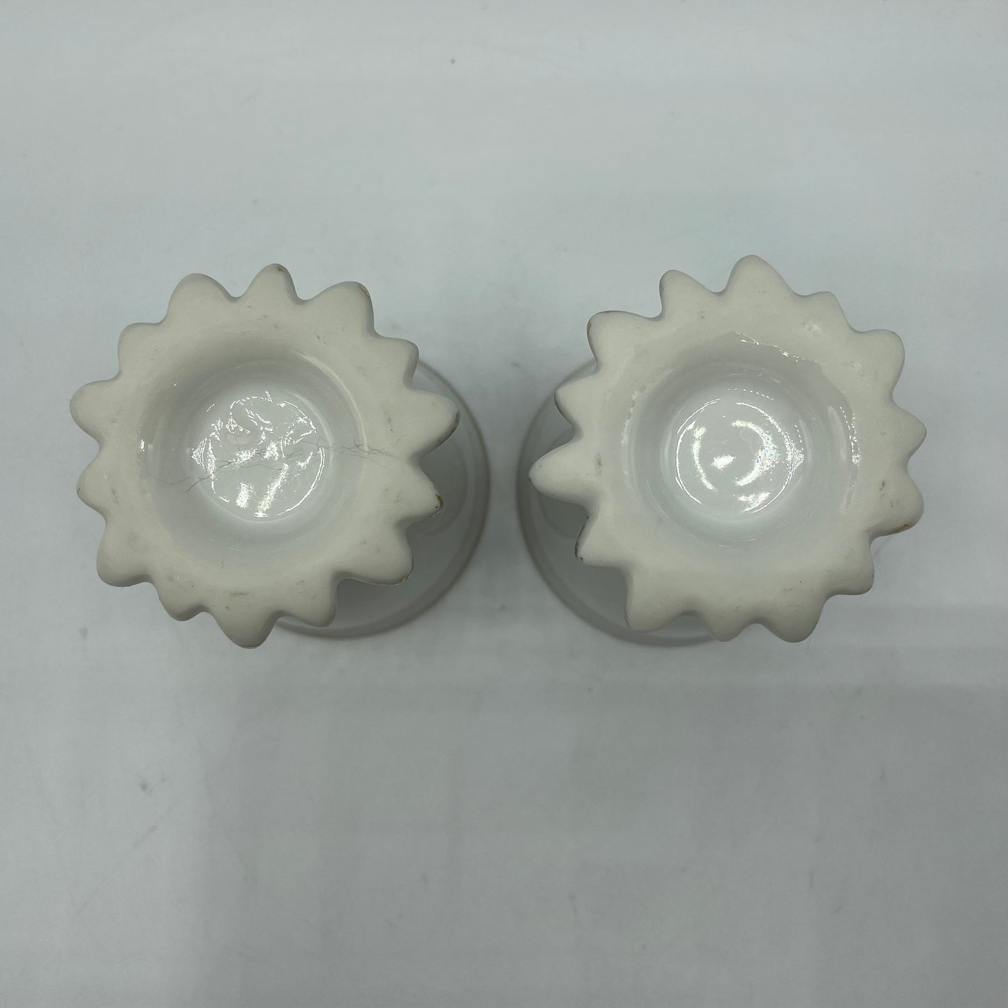 Fancy Egg Cups Ceramic, White With Gold Accents, Vintage, Set of 2