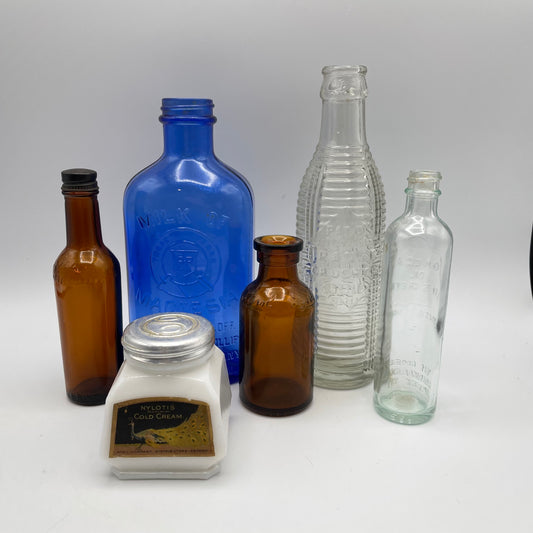 Mixed Vintage Bottles, Lysol, Milk of Magnesia, Lot of 6