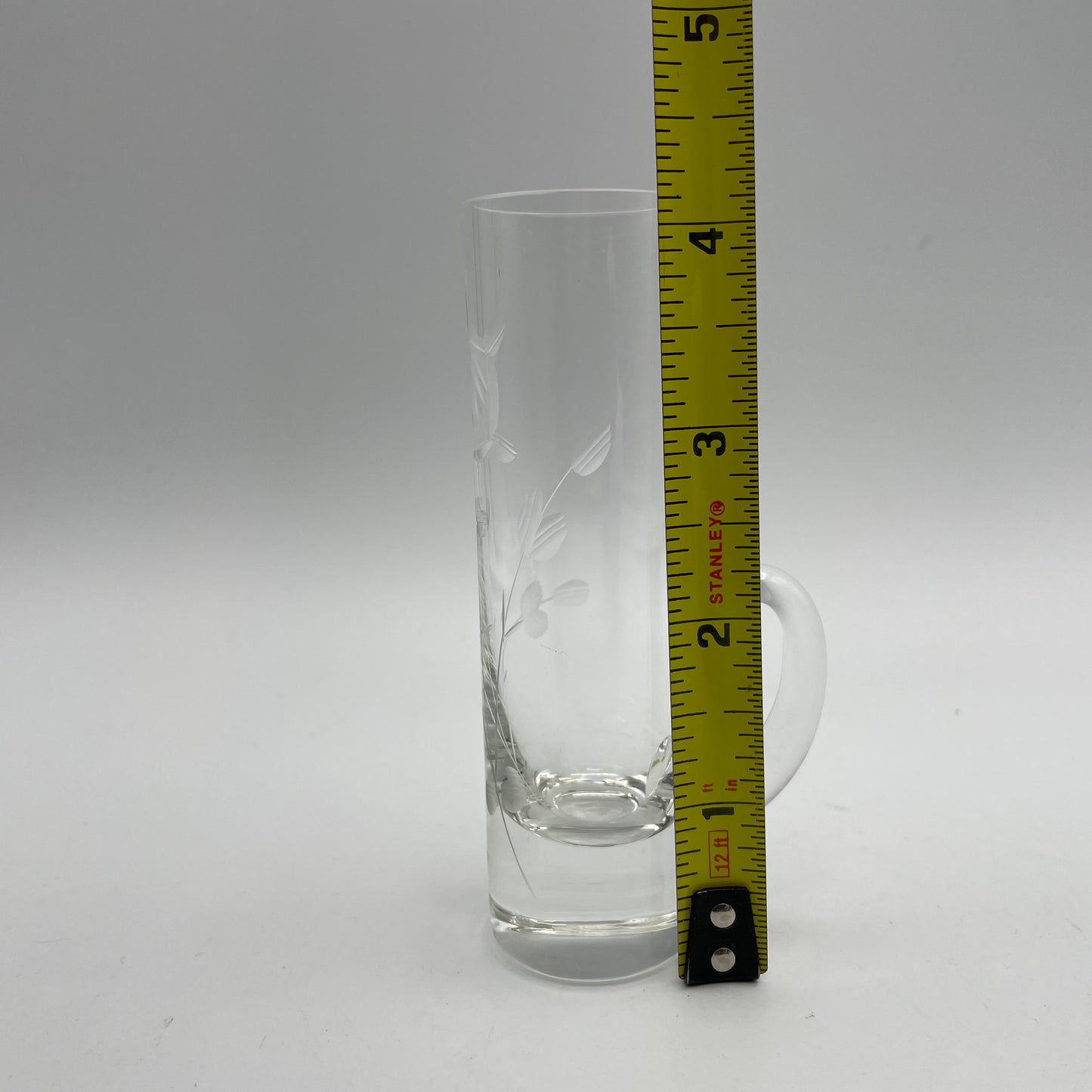 Handled Shot Glasses With Floral Etching , Set of 2