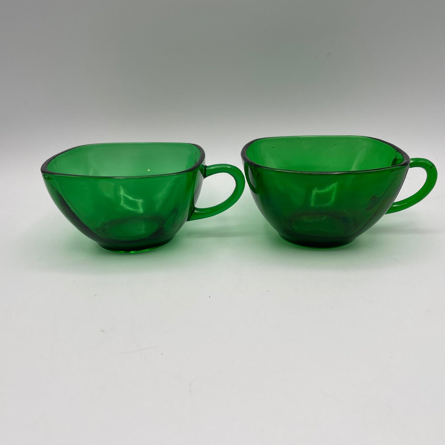 Anchor Hocking Green Charm Cups and Saucers, Set of 4