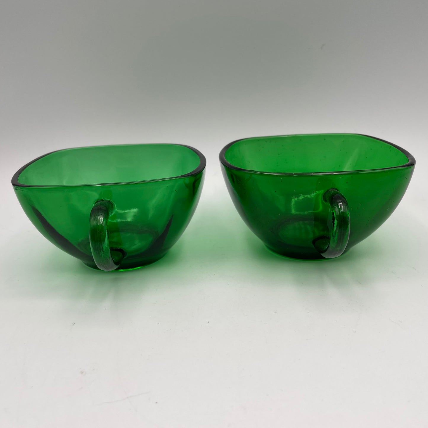 Anchor Hocking Green Charm Cups and Saucers, Set of 4