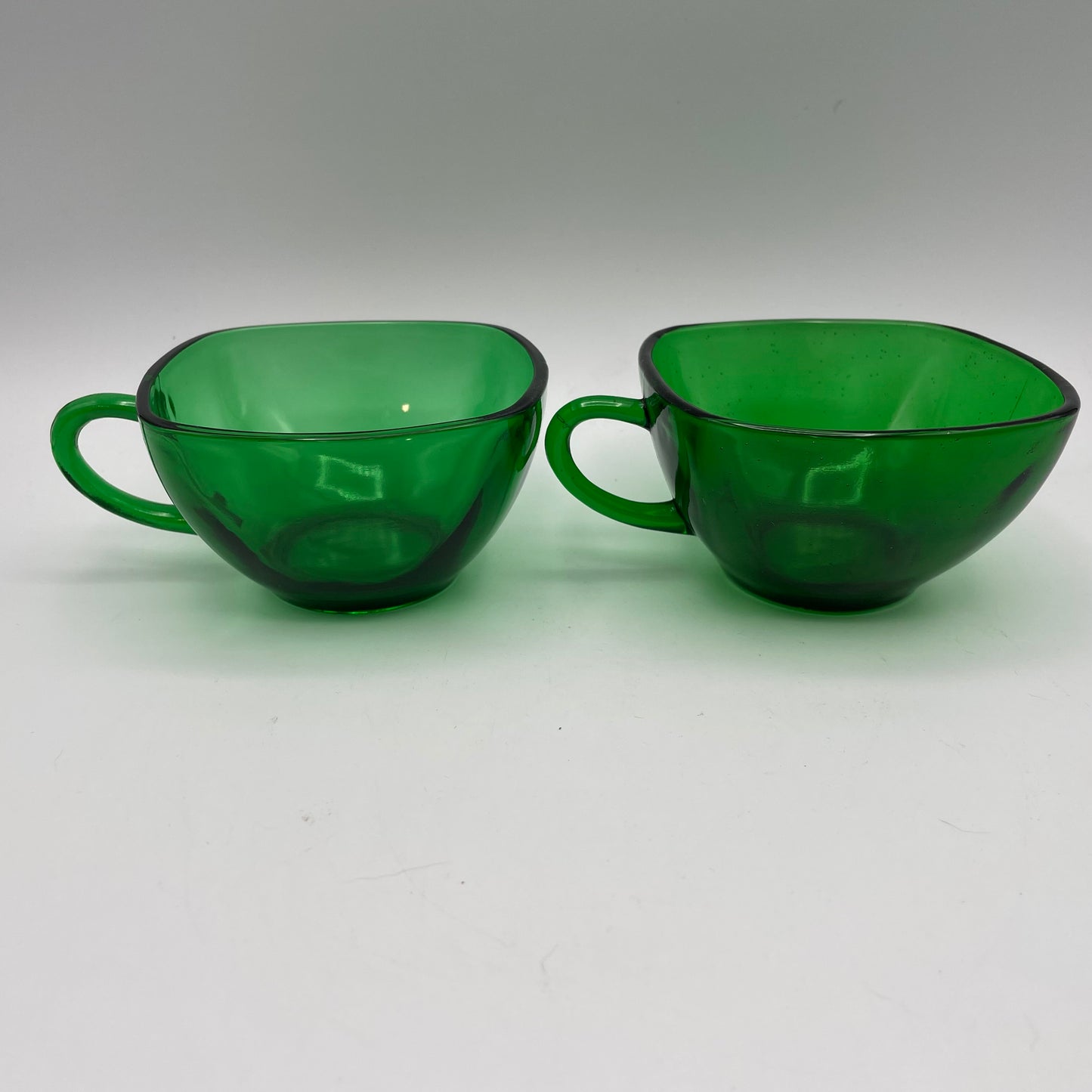Anchor Hocking Green Charm Cups and Saucers, Set of 4