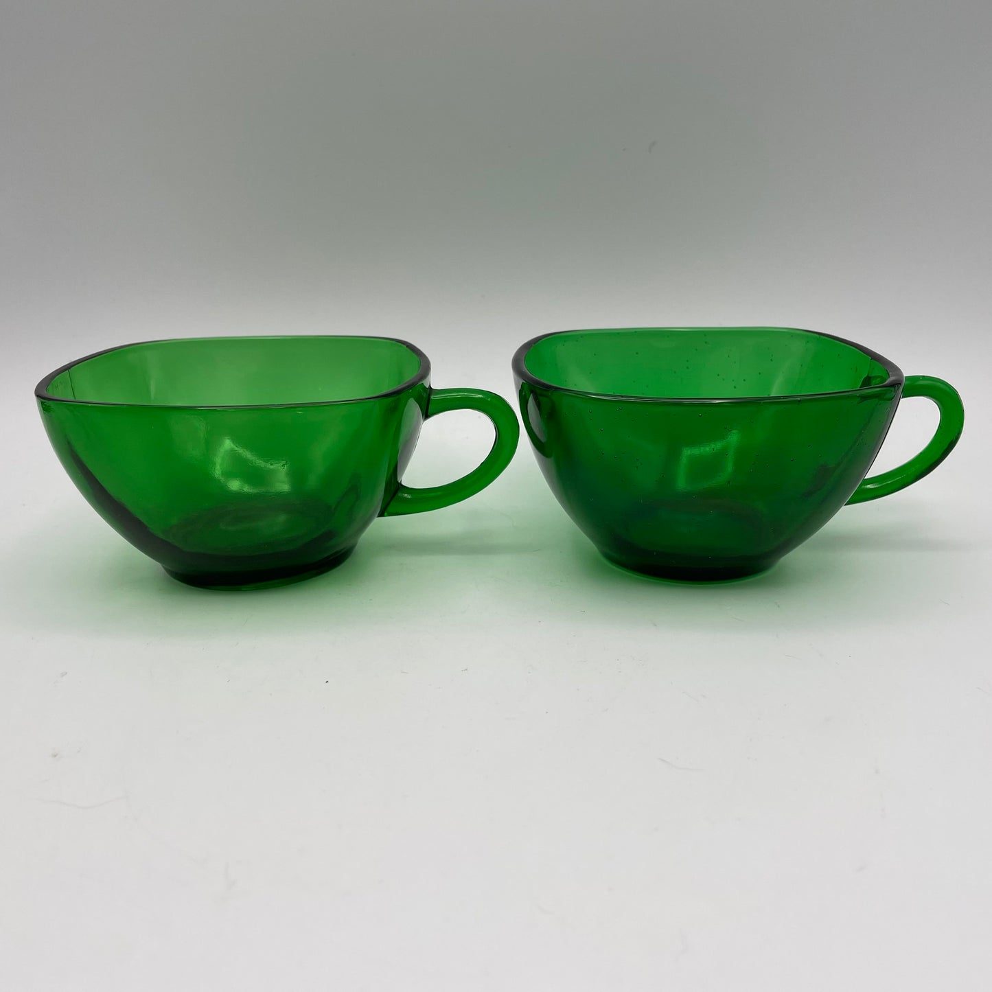 Anchor Hocking Green Charm Cups and Saucers, Set of 4