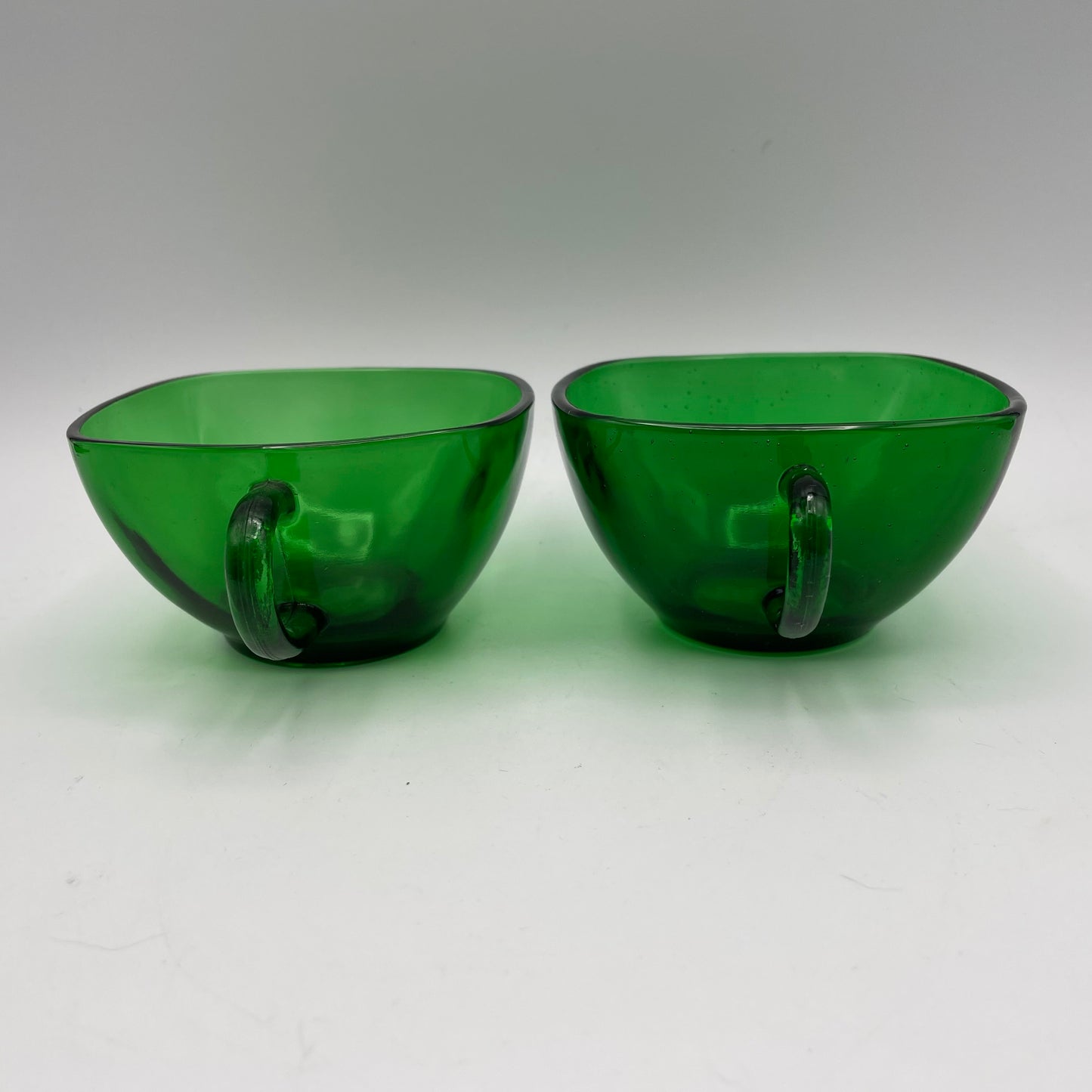 Anchor Hocking Green Charm Cups and Saucers, Set of 4