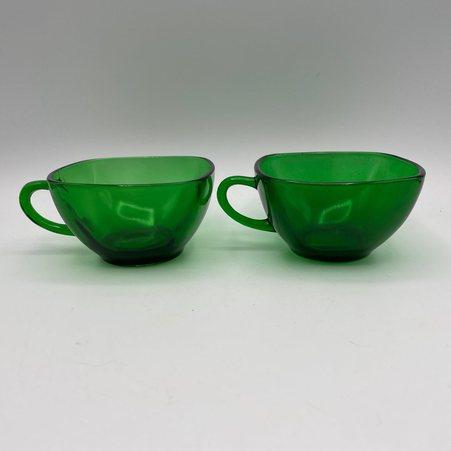 Anchor Hocking Green Charm Cups and Saucers, Set of 4