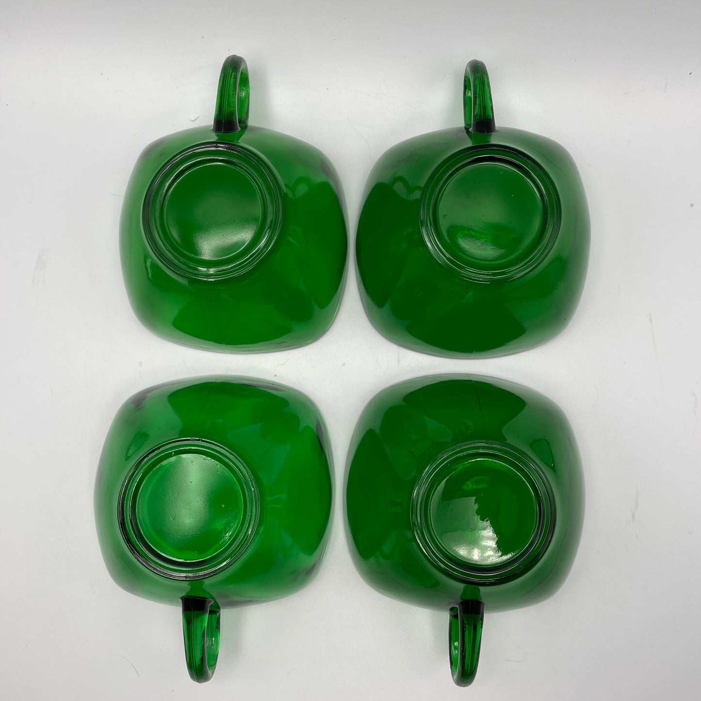 Anchor Hocking Green Charm Cups and Saucers, Set of 4