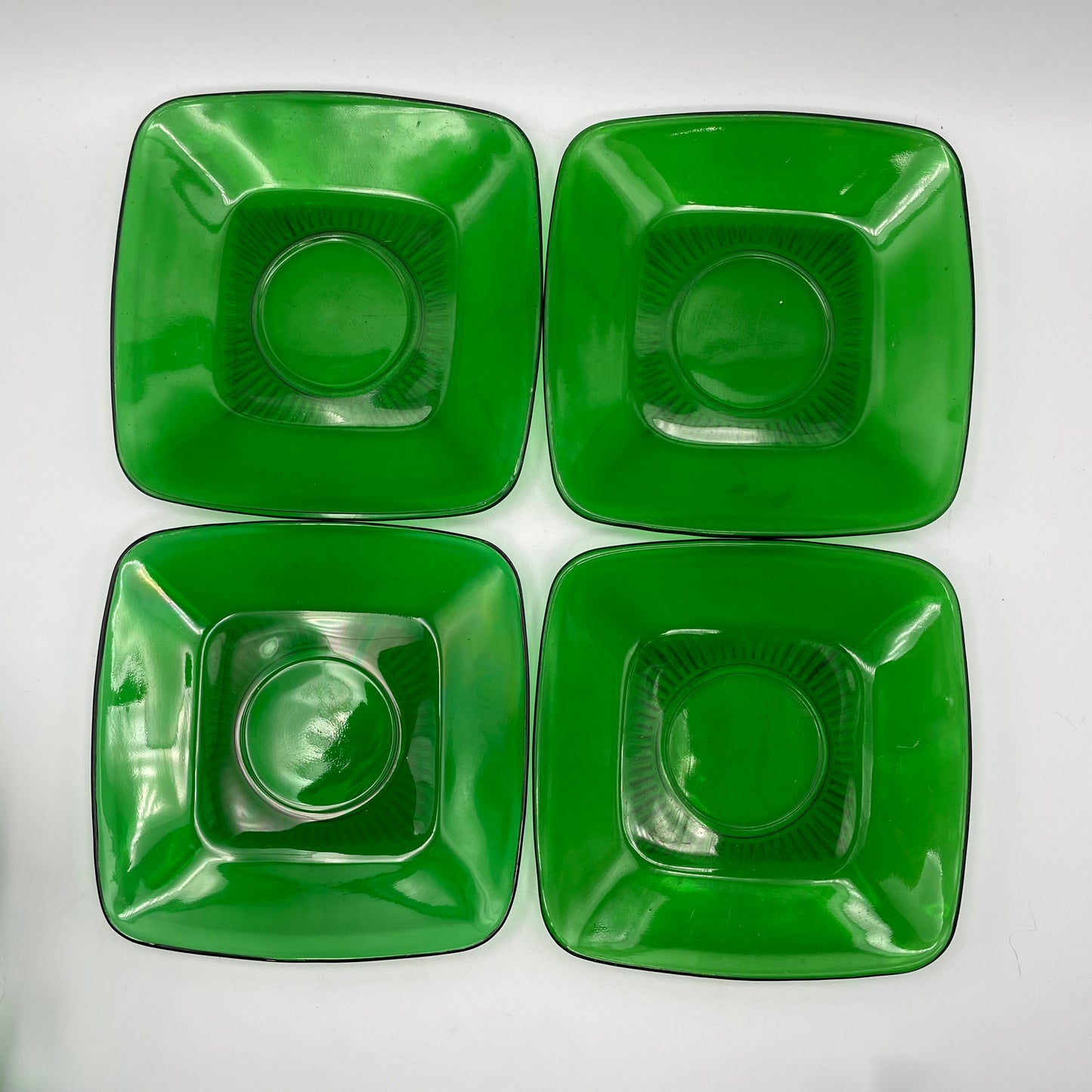 Anchor Hocking Green Charm Cups and Saucers, Set of 4
