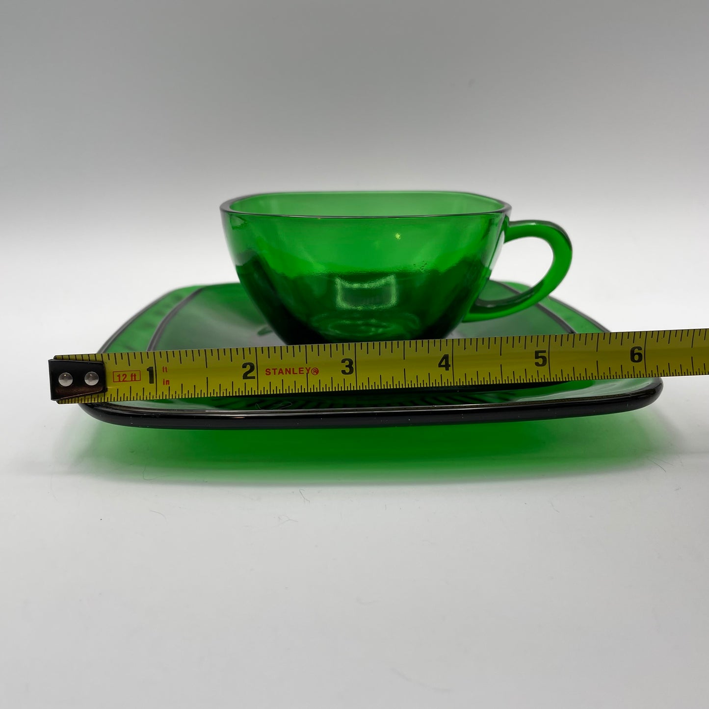 Anchor Hocking Green Charm Cup, Saucer and Cake Plate