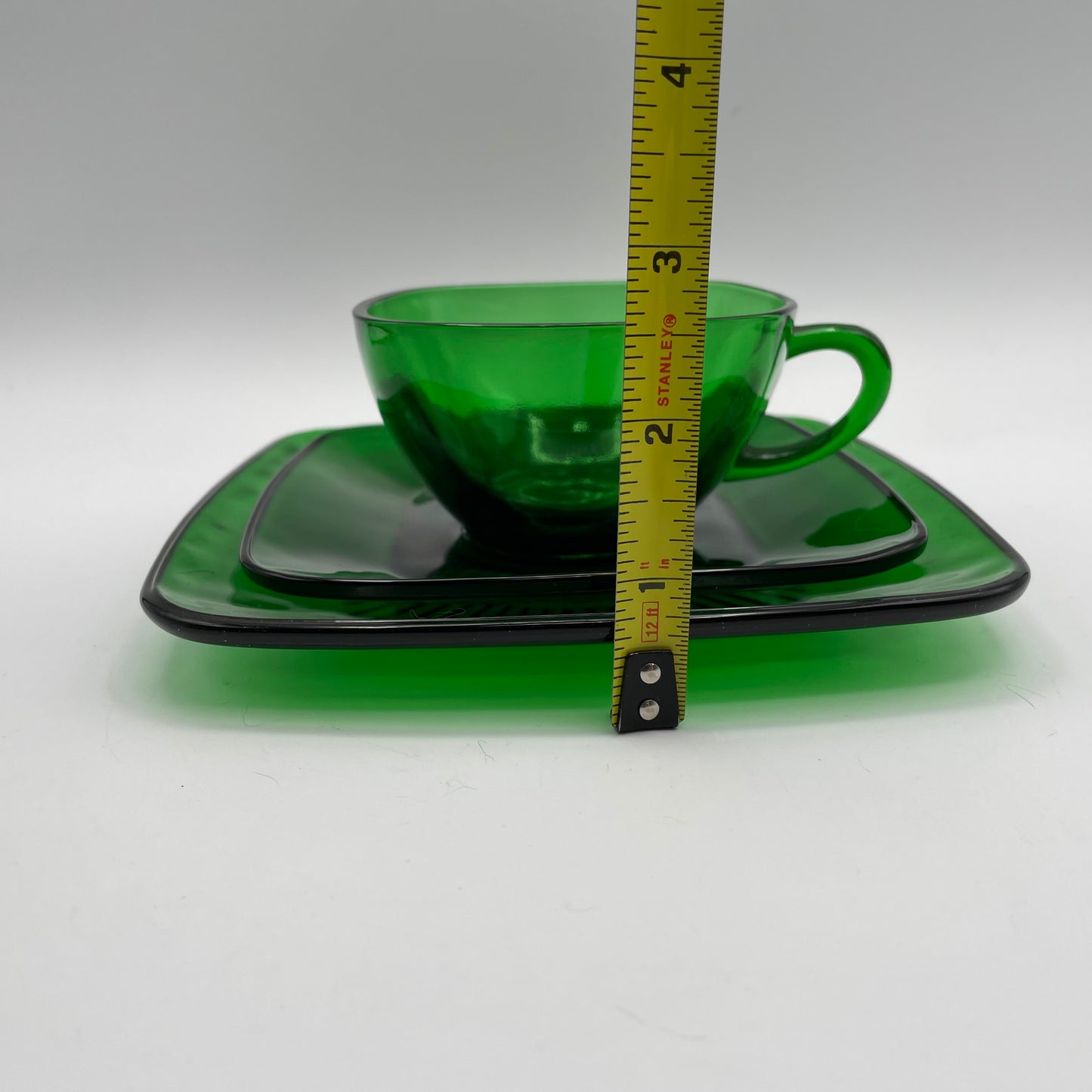 Anchor Hocking Green Charm Cup, Saucer and Cake Plate