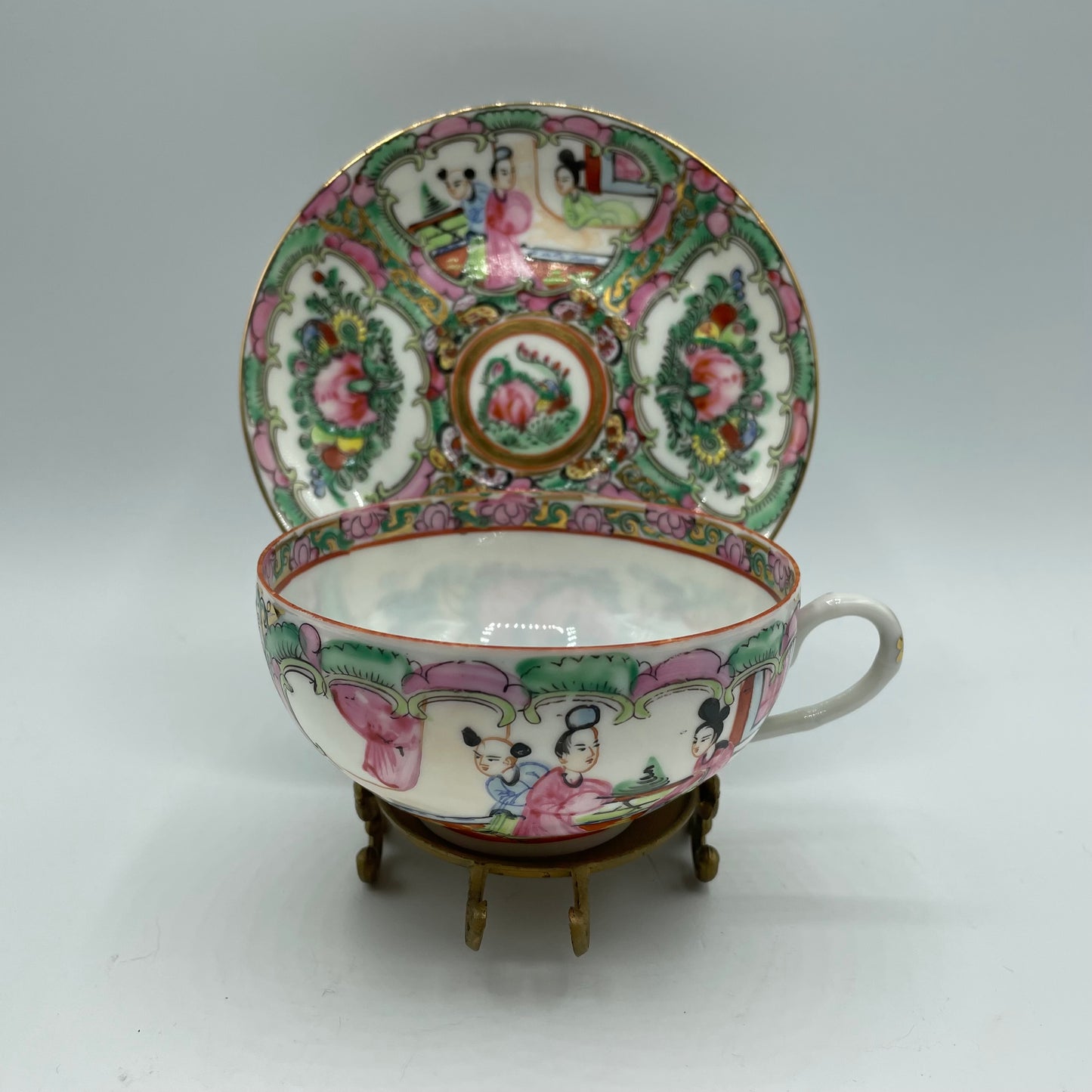 Japanese Porcelain Ware Geisha Design Cup & Saucer