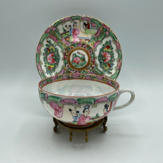 Japanese Porcelain Ware Geisha Design Cup & Saucer