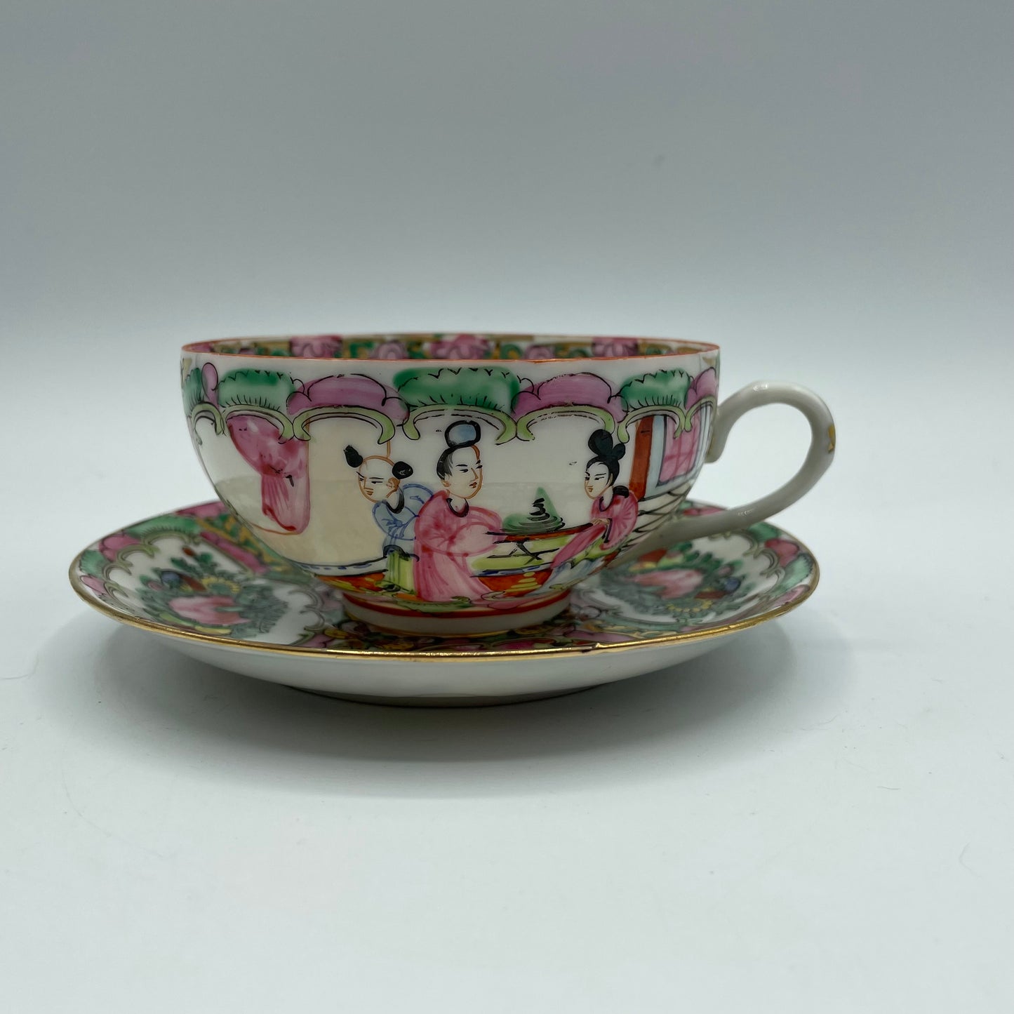 Japanese Porcelain Ware Geisha Design Cup & Saucer