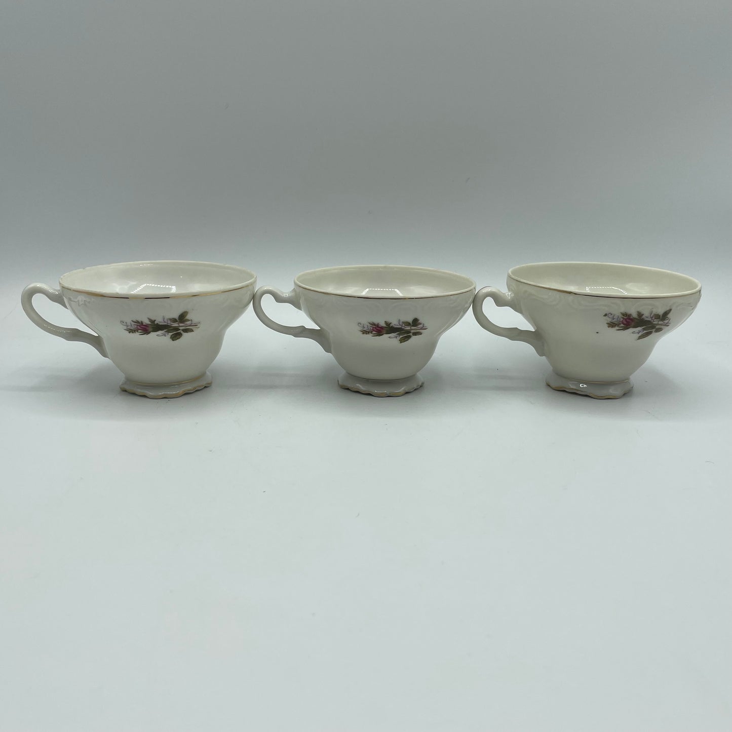 Moss Rose Tea Cups, Japan, Set of 3