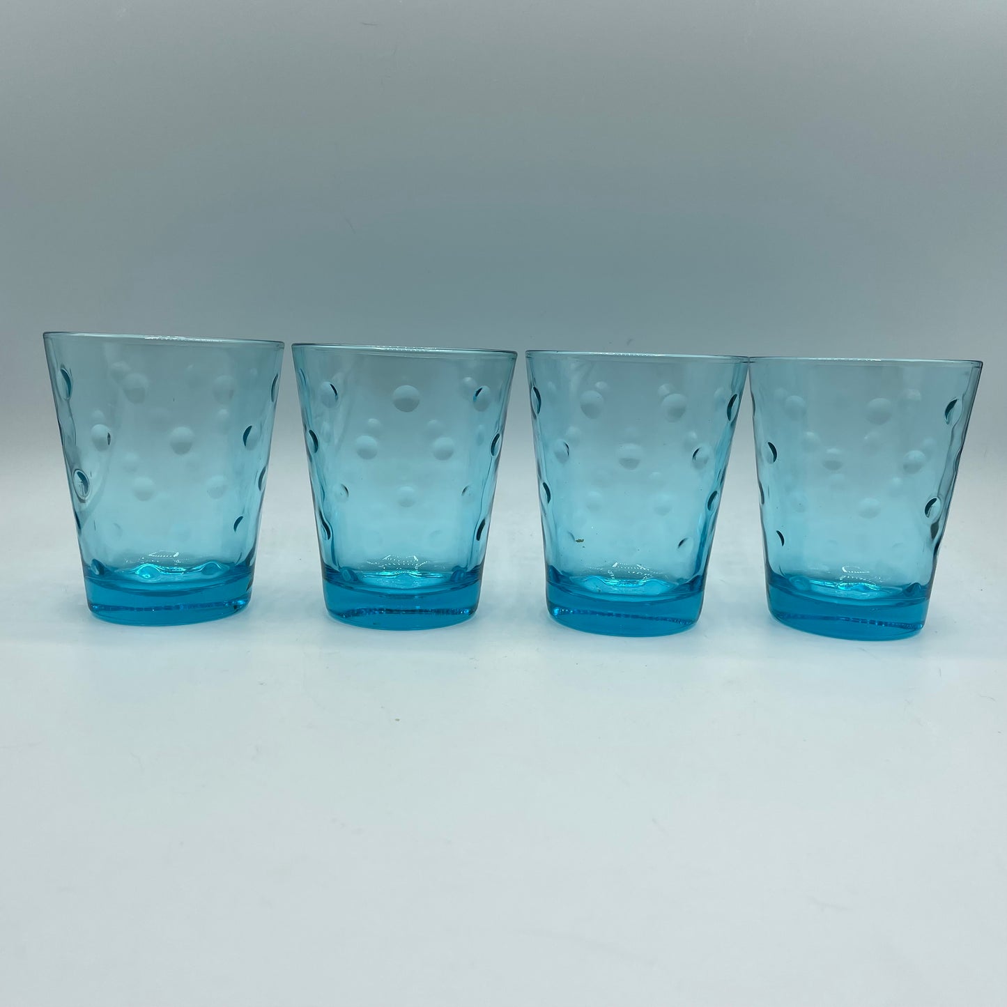 Hazel Atlas Turquoise Blue Capri Dot Small Tumbler, Set of 4