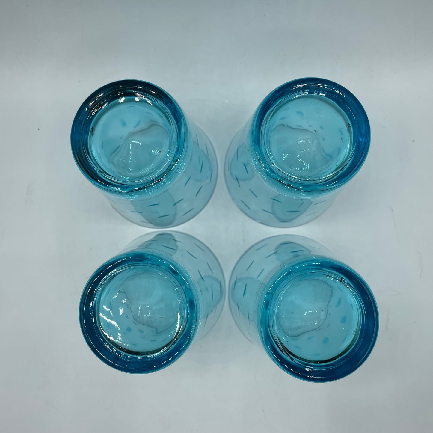 Hazel Atlas Turquoise Blue Capri Dot Small Tumbler, Set of 4