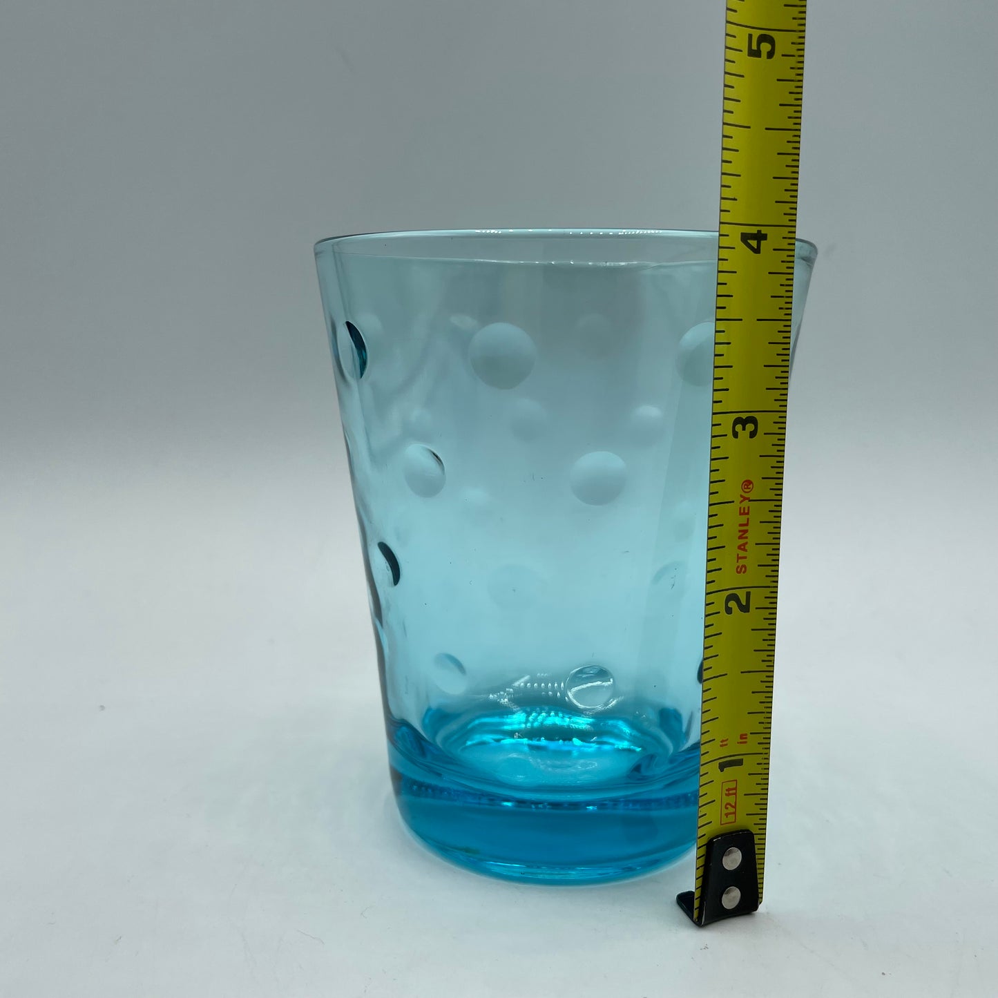 Hazel Atlas Turquoise Blue Capri Dot Small Tumbler, Set of 4