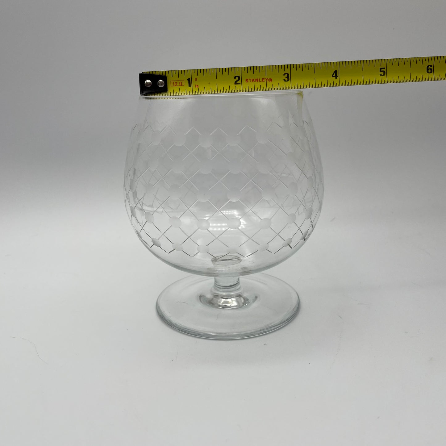 Large Crystal Etched Brandy Snifter